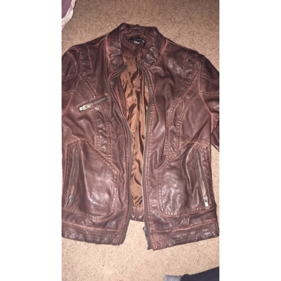 Brown leather jacket