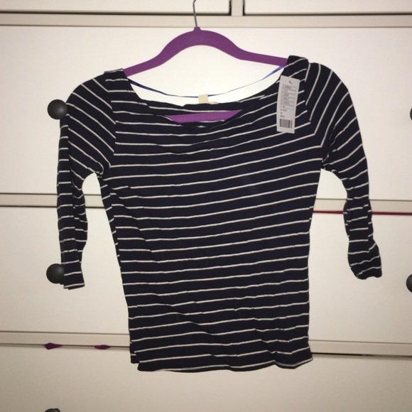 NWT navy blue striped shirt 3/4 sleeve