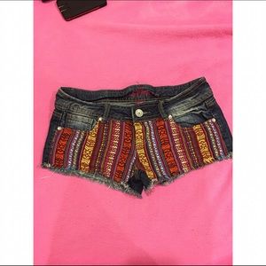 Shorts with plaid in the front only