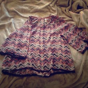 Patterned pink blouse