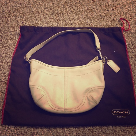 Coach white leather bag
