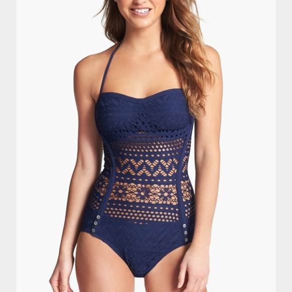 robin piccone Other - Crochet Overlay One-Piece Swimsuit