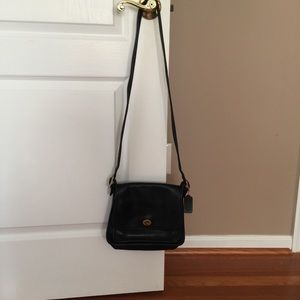 Coach black leather shoulder bag