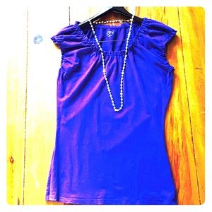 LOFT Blue Ruffled Tee