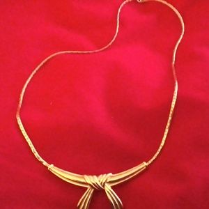 Avon Signed  Vintage Tied Bow Necklace Gold Tone
