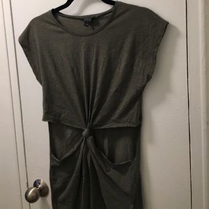 Topshop cut out olive green dress