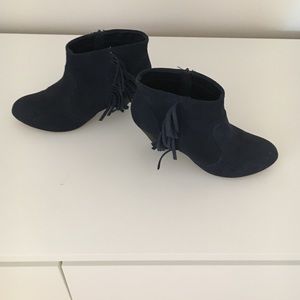 navy suede booties