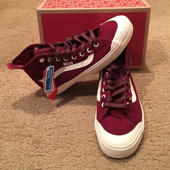 maroon van high tops