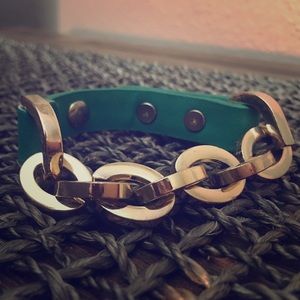 Chain link/Vegan dyed leather bracelet