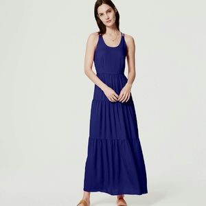 Ann Taylor LOFT strappy tiered maxi dress blue