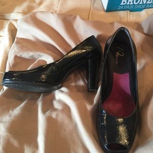 A2 by Aeresoles black peep toe heels