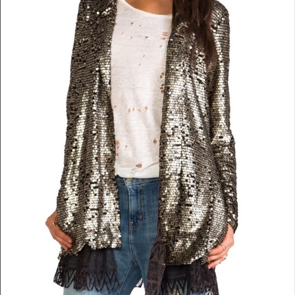 Free People Gold Sequin Cardigan