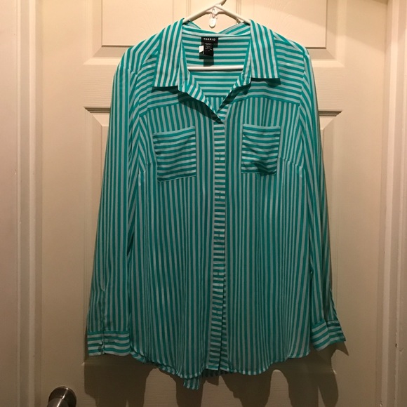 Torrid sheer button up blouse