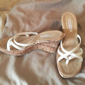 Barely worn white cork wedge sandals 8.5