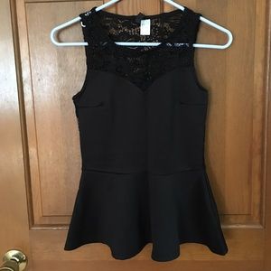 Black peplum shirt with beautiful lace!