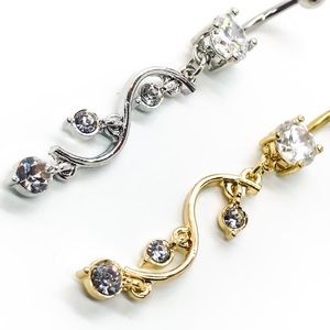 Dangle Belly Ring Silver or Gold color cz 316L