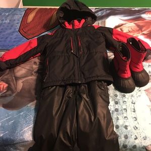 Boys 4T snow suit and size 10 boots