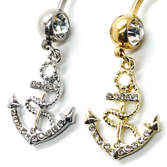 Anchor belly ring silver or gold color  316L