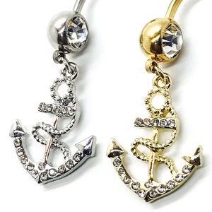 Anchor belly ring silver or gold color 316L