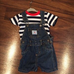 Baby boy denim overalls and matching top