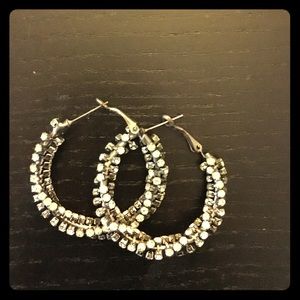 Black and white rhinestone earrings