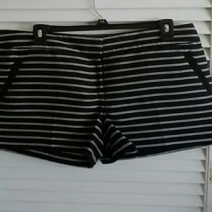 Black and cream striped shorts