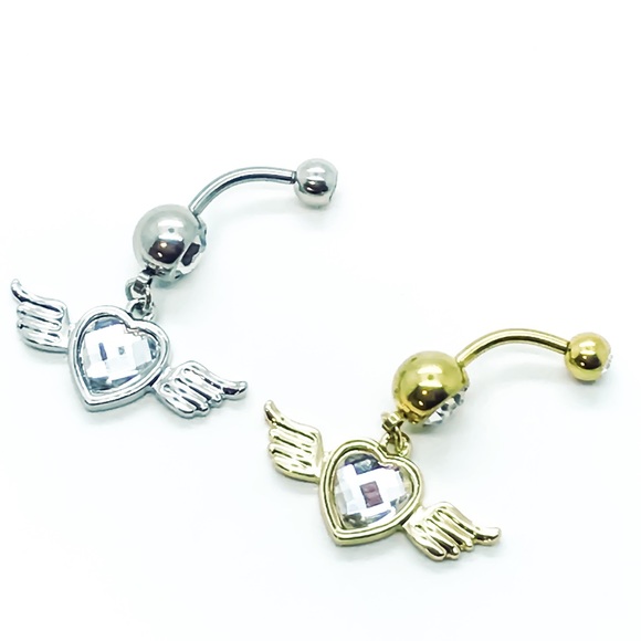 Belly Ring Heart Angel Wing Naval Ring 316L