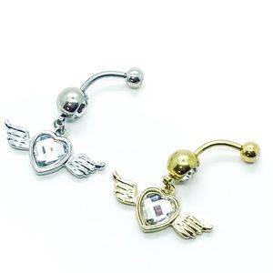 Belly Ring Heart Angel Wing Naval Ring 316L