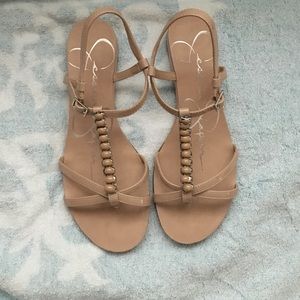 Nude sandals.