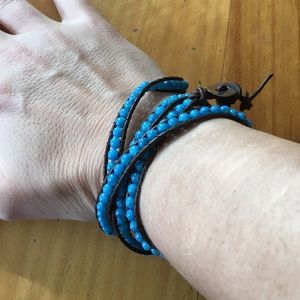 Turquoise beaded wrap bracelet