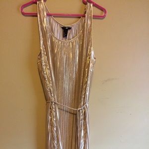 H&M Gold foil hi-low dress