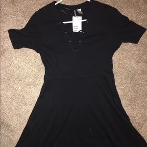 H & M lace up dress black