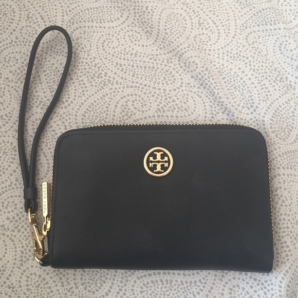 Tory Burch wallet + clutch: black/gold