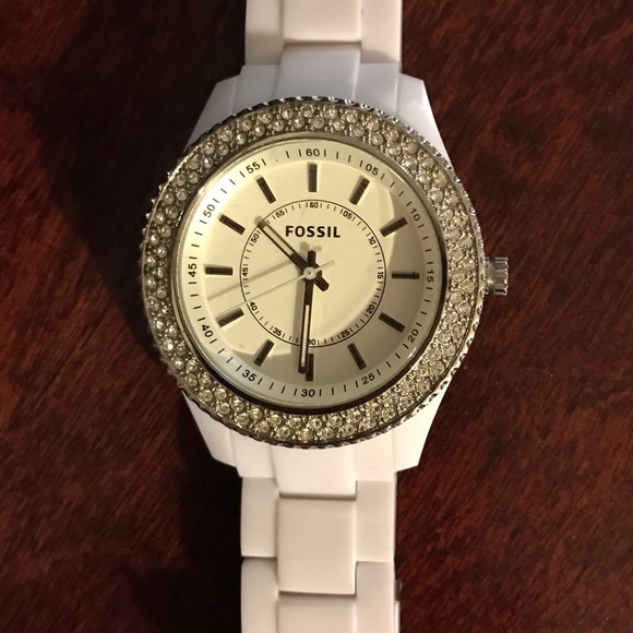 White fossil watch.