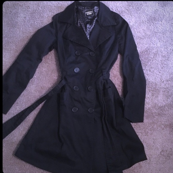 guess black trench coat