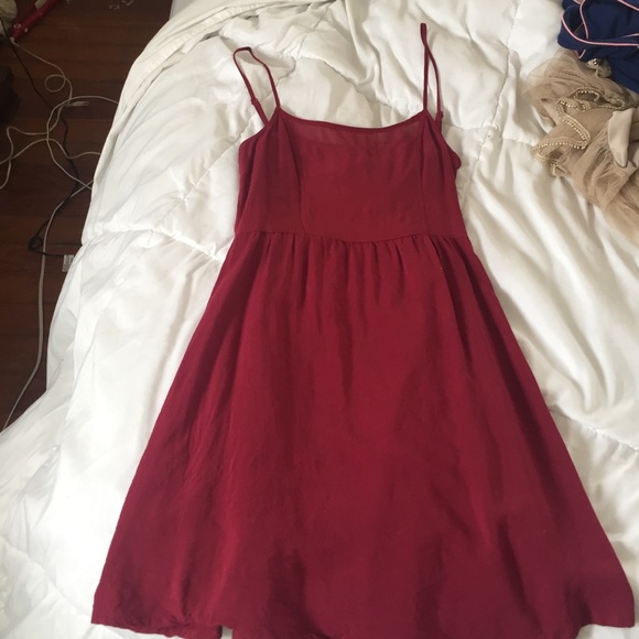 h&m burgundy cotton dress