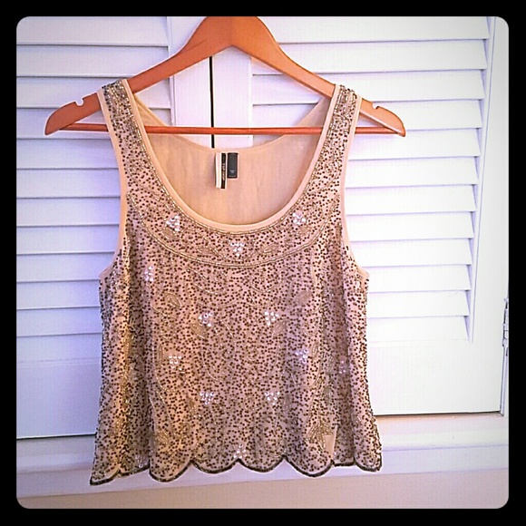 TOPSHOP Sequin Scallop edge top US4 S EU 36 $150 - Picture 1 of 7