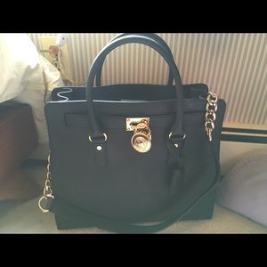 Michael Kors Large Hamilton, Black Saffiano