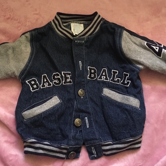 Adorable denim baseball jacket