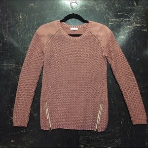 Silence + Noise Pink Knit Sweater w/ Zippers