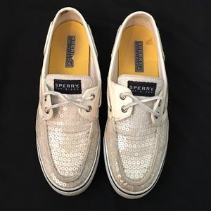 White Sequin Sperrys