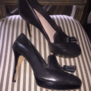 Black leather heels