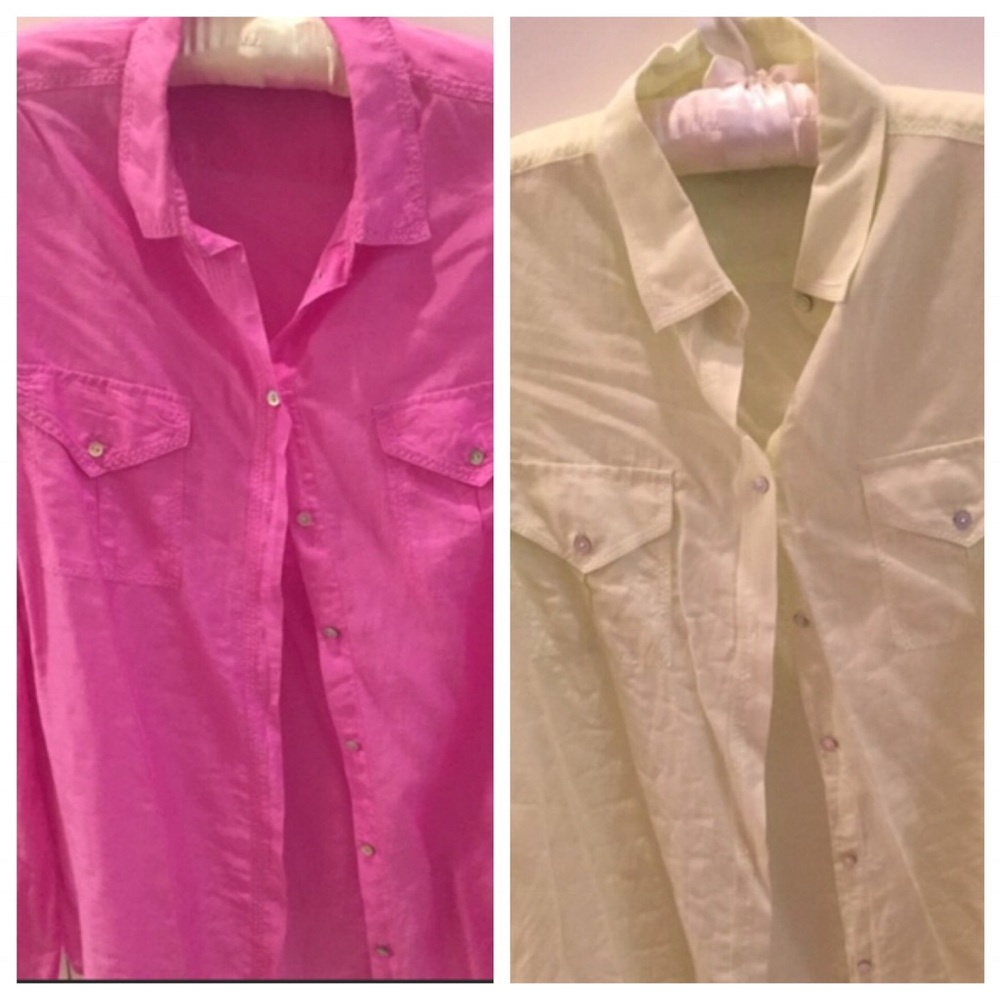Victoria Secret sheer button down shirts.