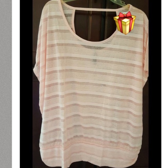 Lane Bryant Tops - Lane Bryant 22/24 beige stripe shirt top