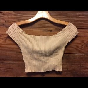 off the shoulder sweater crop top