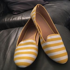 Yellow and white striped flats