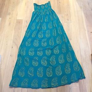 Denim & Supply Teal & Gold Paisley Maxi Dress