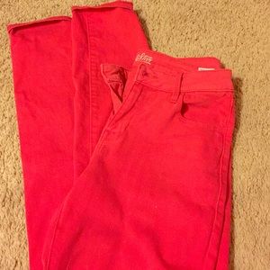 Bright red rockstar skinny jeans