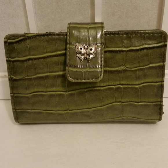 Handbags - Olive green alligator print wallet