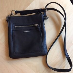Coach black leather sling pack cross body purse